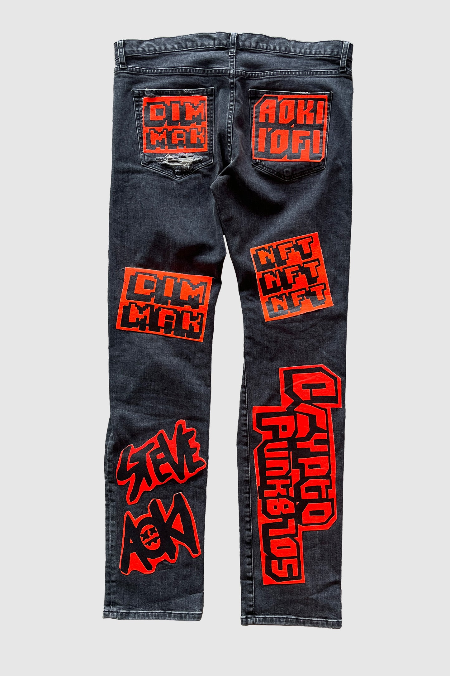 AOKI1OF1 CRYPTO PUNKS 705 RIPPED SKINNY JEANS #1007