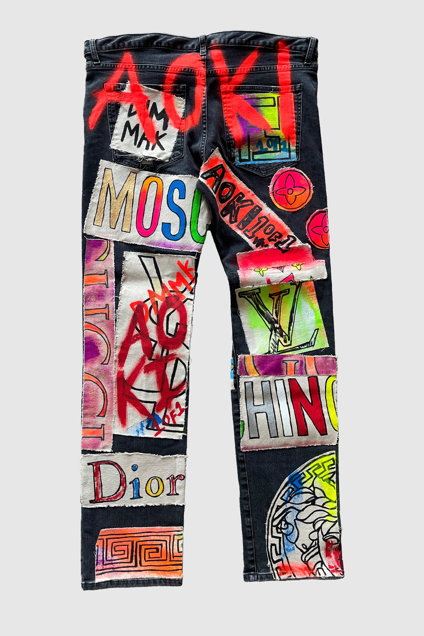 AOKI1OF1 DESIGNER ART PATCH JEANS #1011