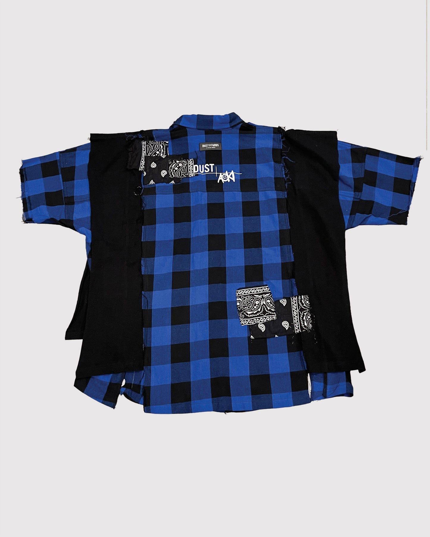 AOKI 1OF1 DUST OF GODS X AOKI 1OF1 BLUE PLAID BUTTON UP SHIRT #804