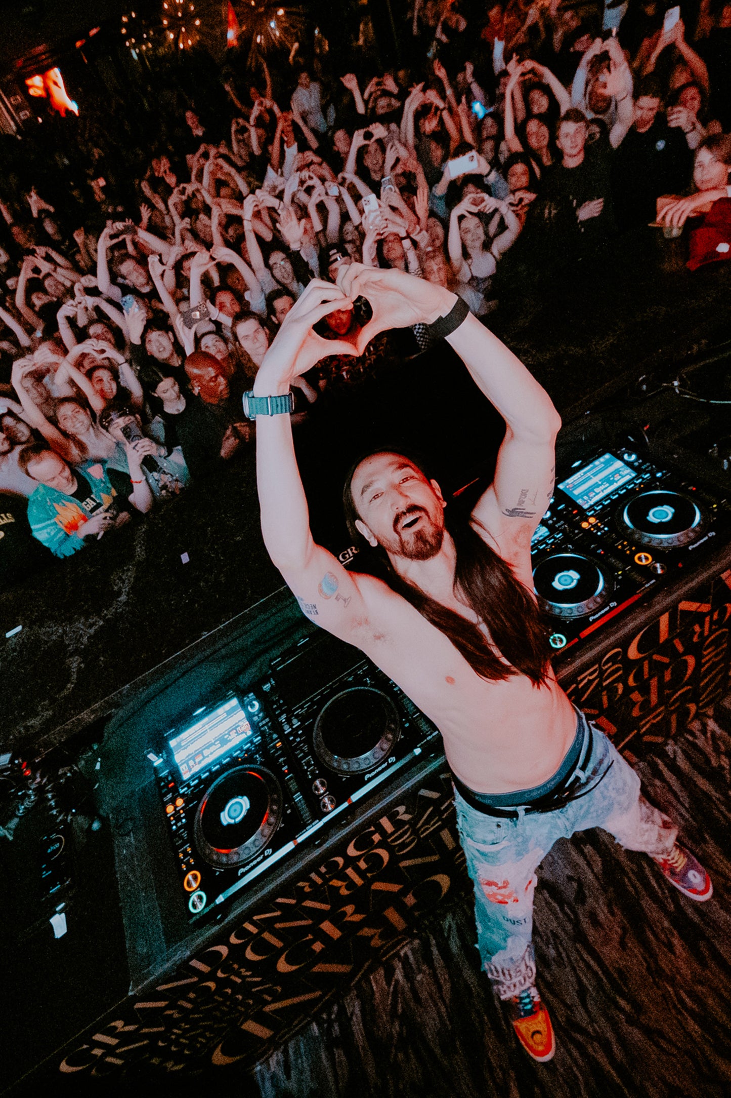 AOKI 1OF1 X DUST OF GODS PINK BOOTLEG PATCHES BLEACHED JEANS #830