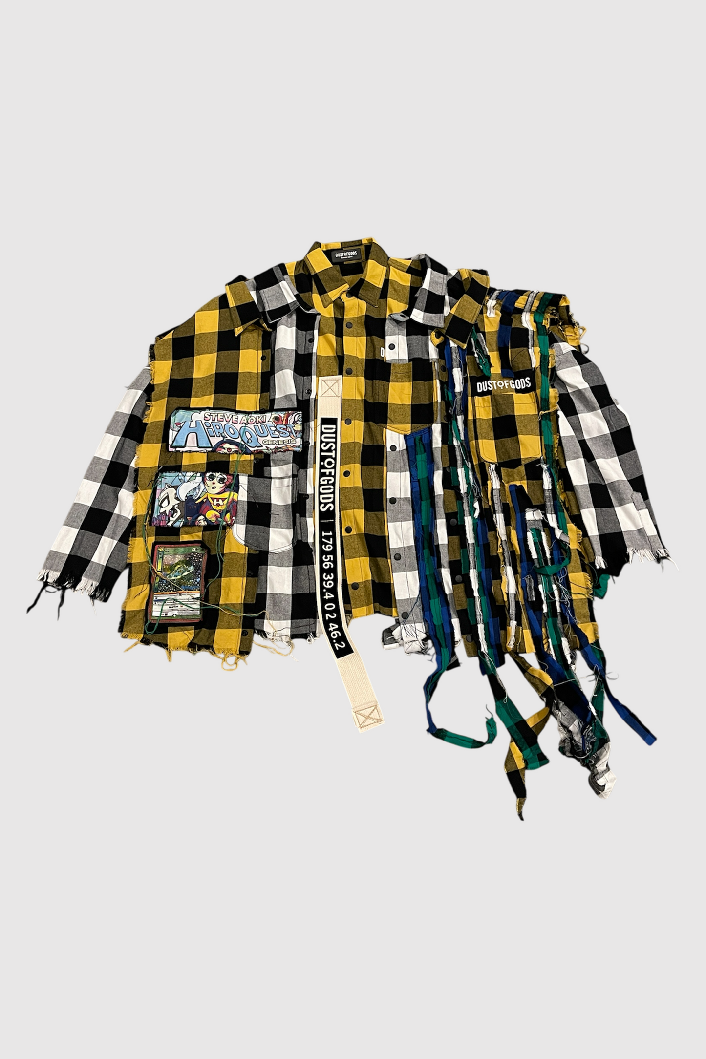 AOKI1OF 1 X DUST OF GODS YELLOW FRINGE PLAID SHIRT #892