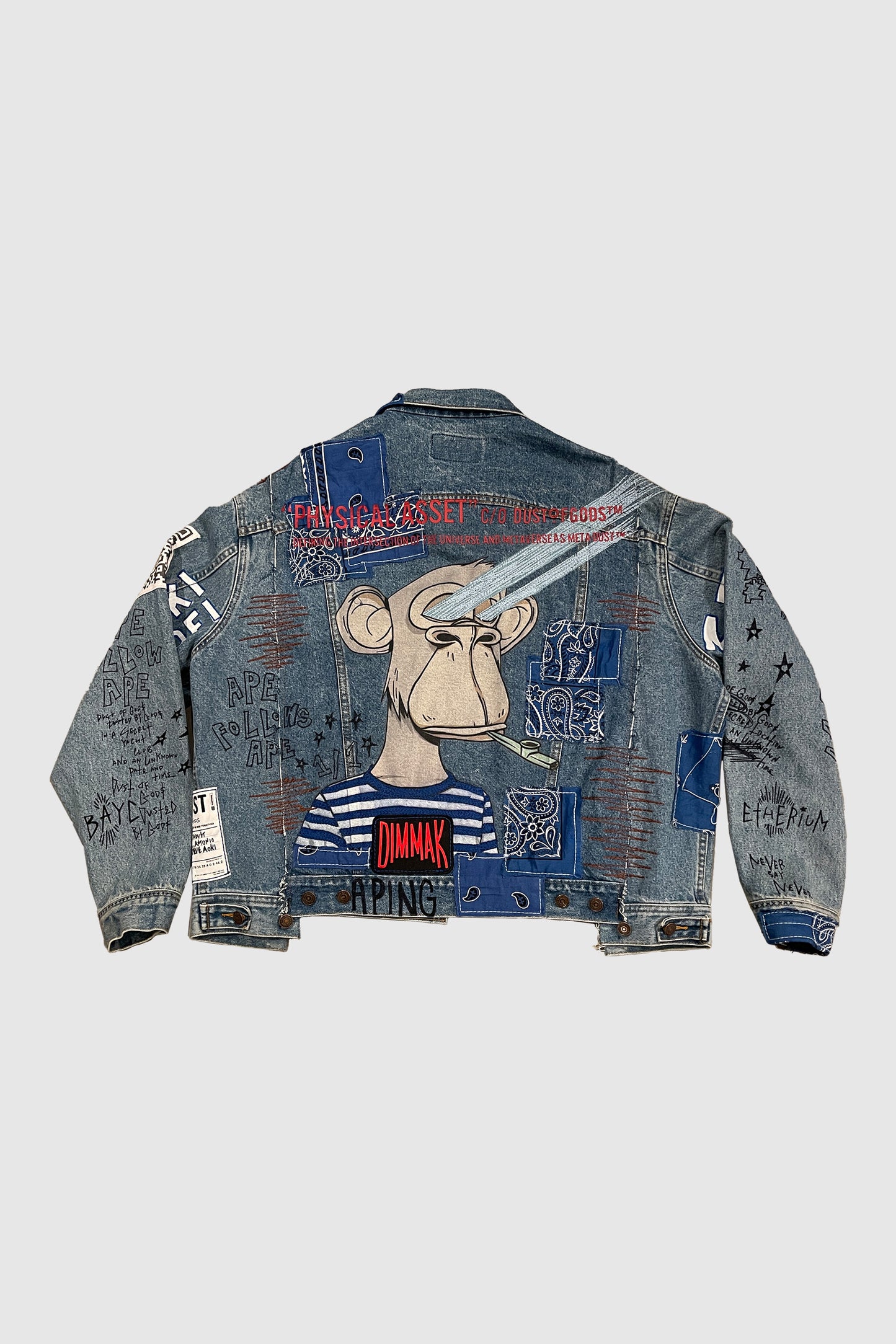 AOKI 1OF1 X DUST OF GODS BAYC #118 BANDANA PATCH JEAN JACKET #909