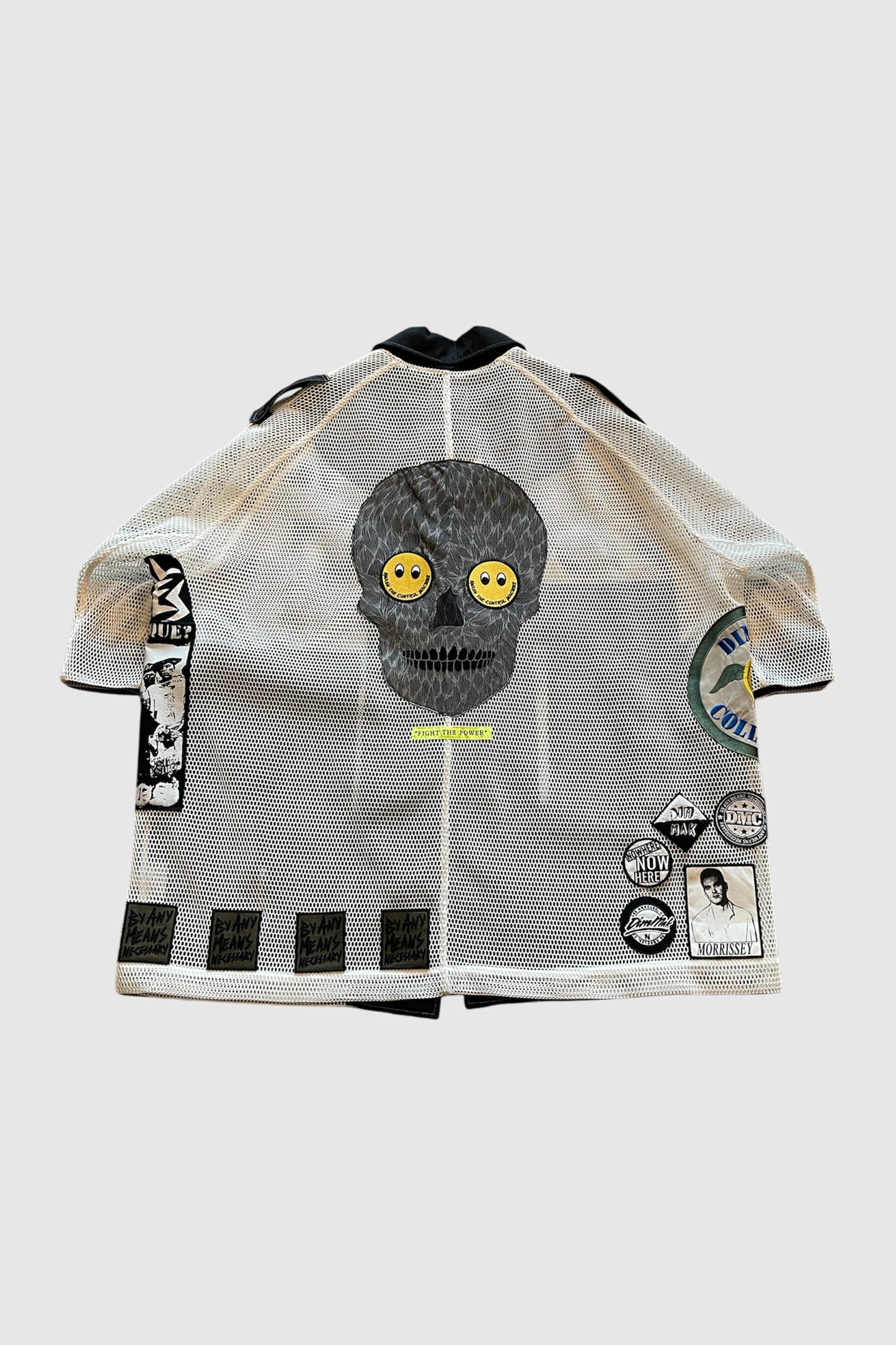 AOKI1OF1 FIGHT THE POWER WHITE MESH BUTTON UP #931