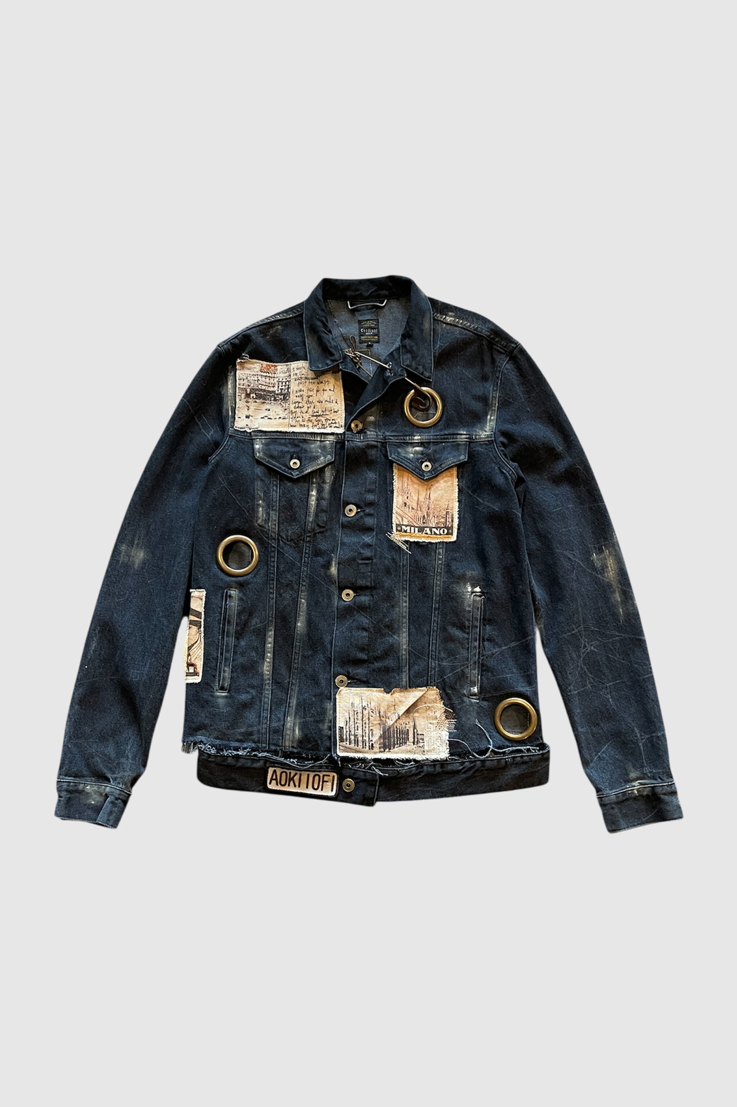 AOKI1OF1 x DUST OF GODS TRAVEL PATCHES DARK BLUE JEAN JACKET #932