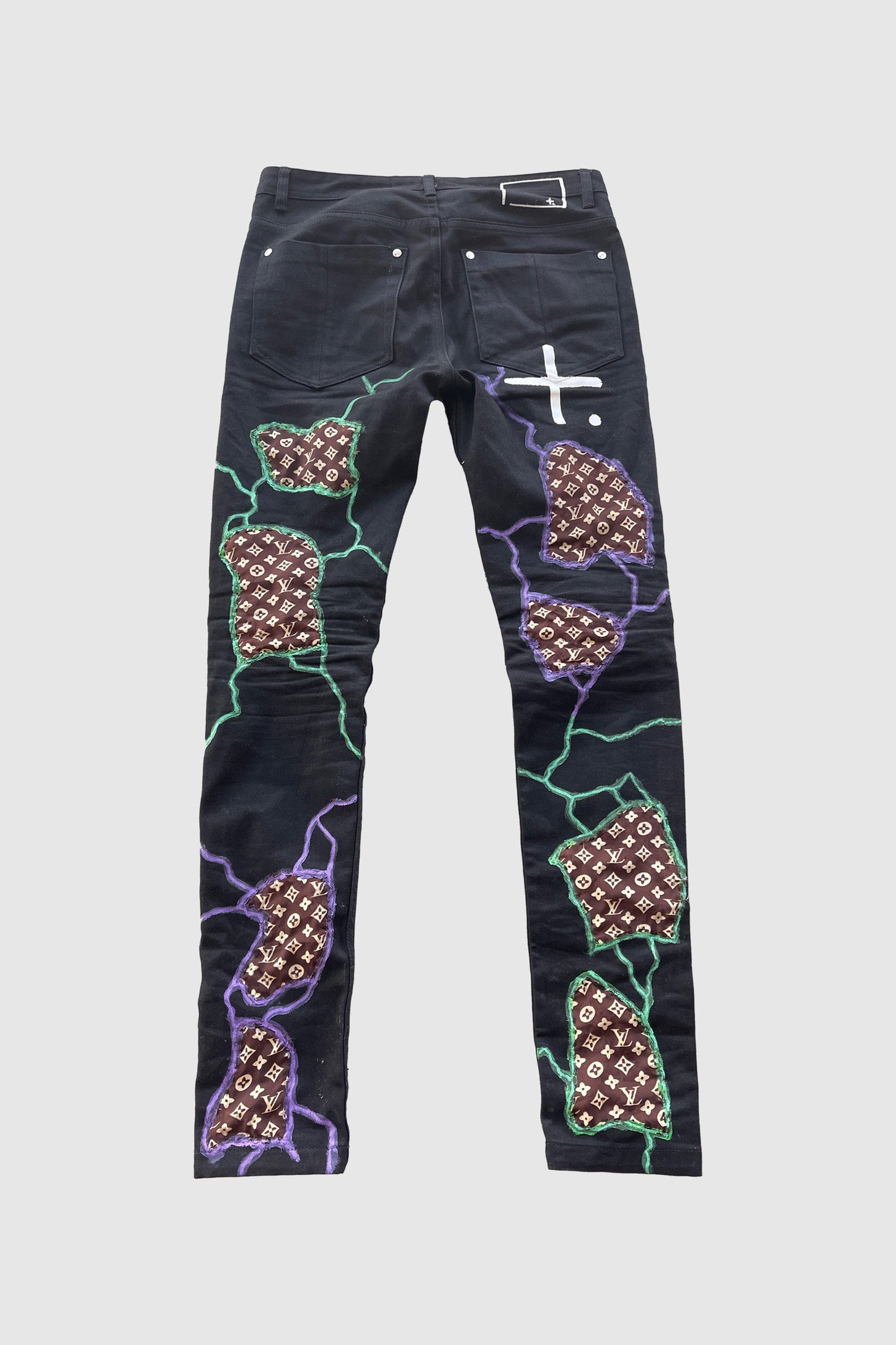 AOKI 1OF1 HIROQUEST HYRO DESIGNER PATCHES BLACK JEANS #989