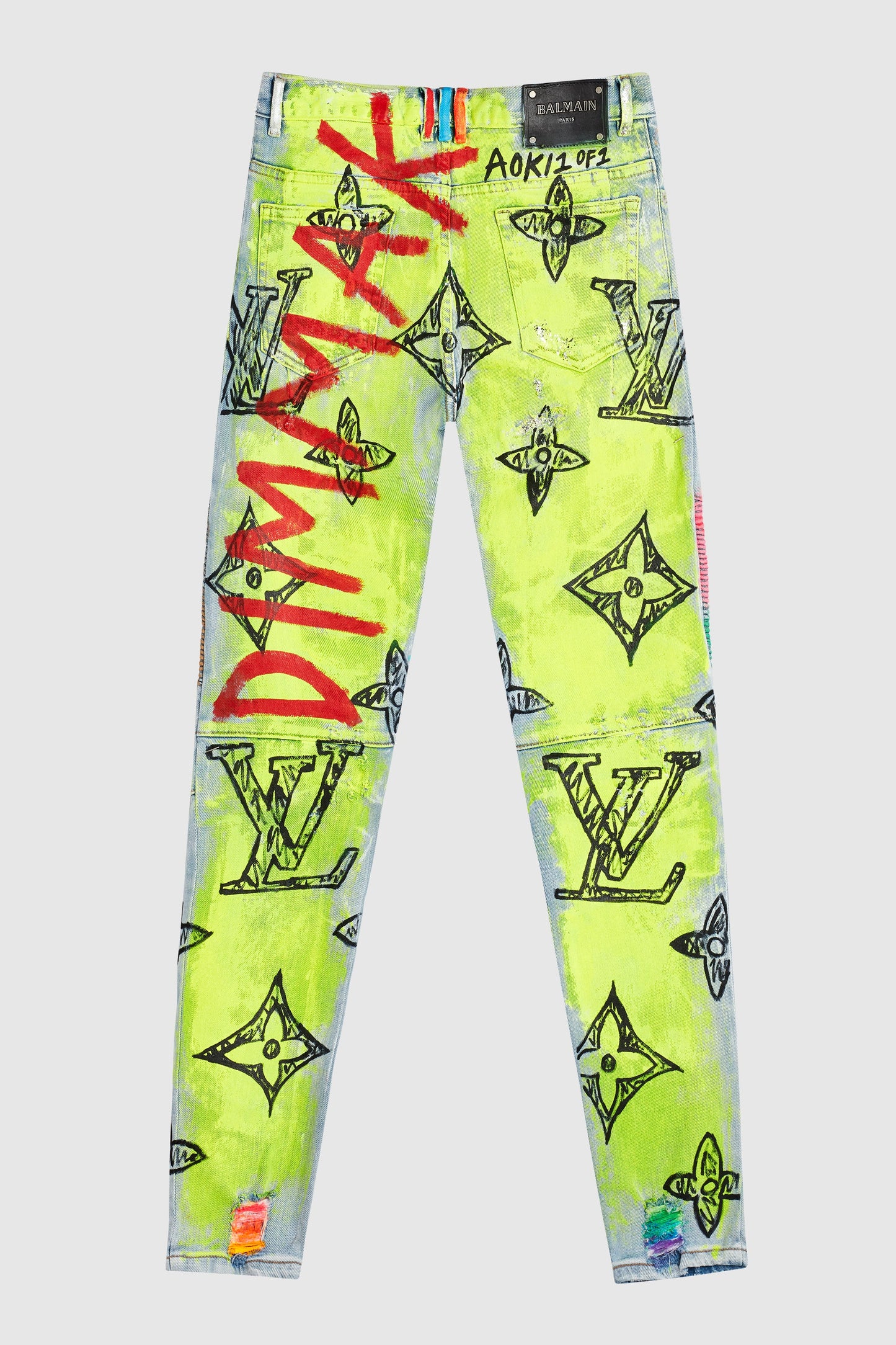 BOOTLEG INSIGNIA PAINTED BALMAIN JEANS #183