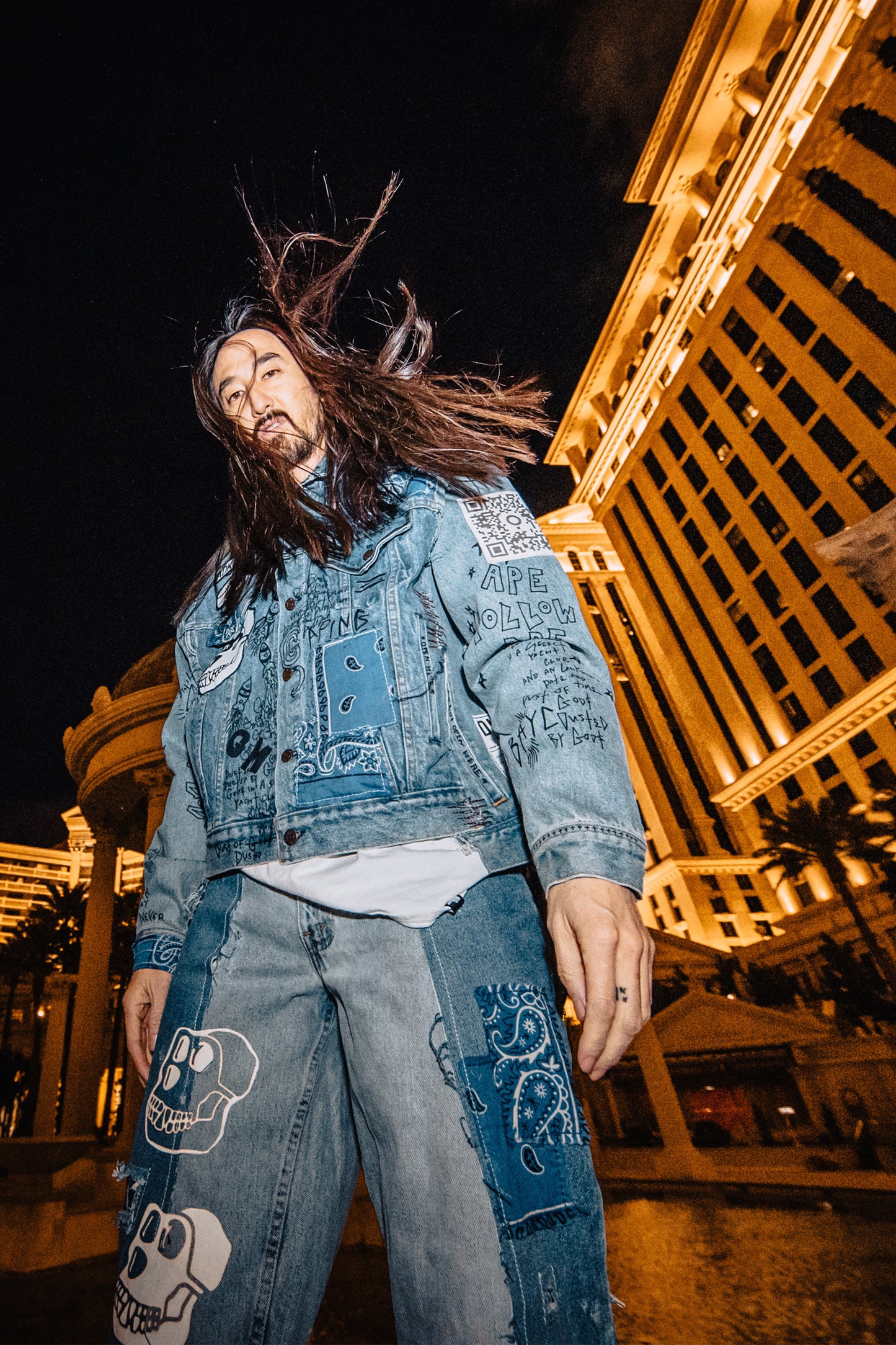 AOKI 1OF1 X DUST OF GODS BAYC #118 BANDANA PATCH JEAN JACKET #909