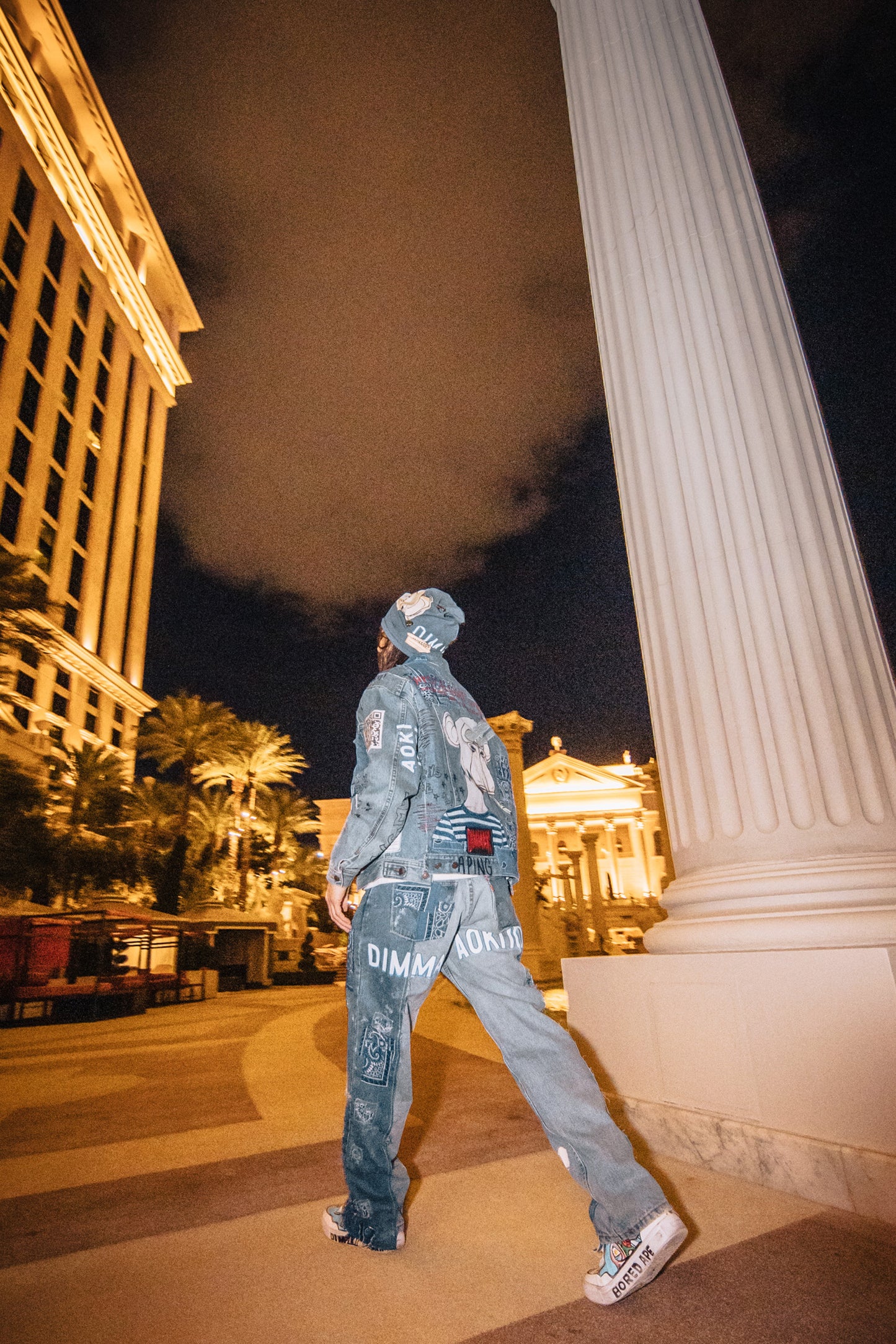 AOKI 1OF1 X DUST OF GODS BAYC #118 BANDANA PATCH JEAN JACKET #909