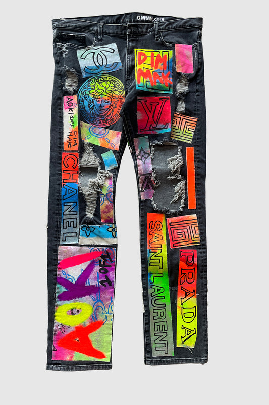 AOKI1OF1 DESIGNER ART PATCH JEANS #1011