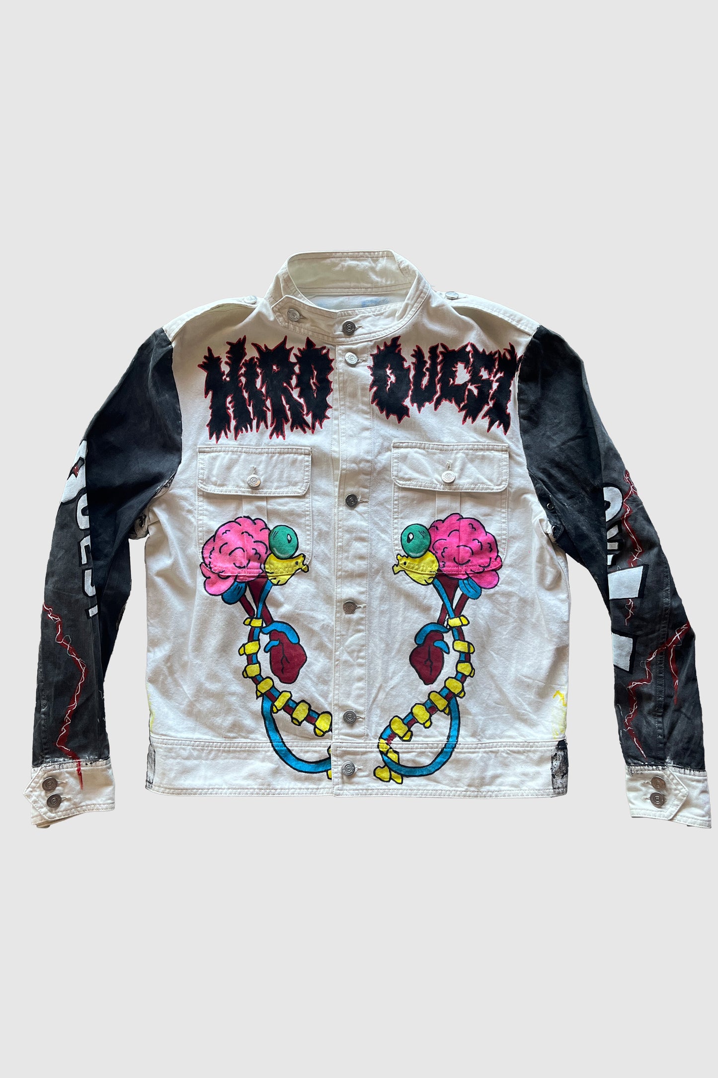 AOKI1OF1 HIROQUEST LOVE BRAINS WHITE JEAN JACKET #1016