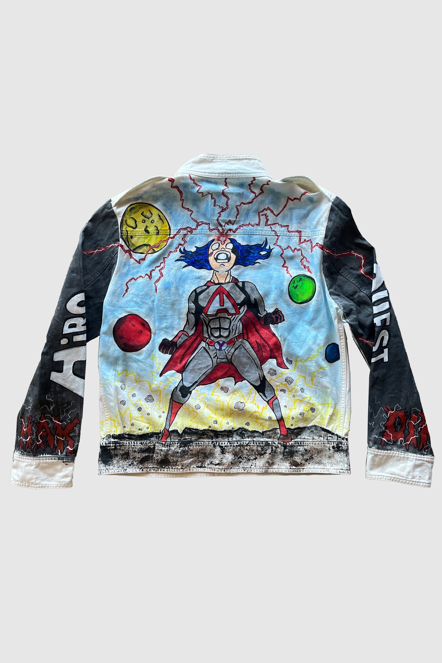 AOKI1OF1 HIROQUEST LOVE BRAINS WHITE JEAN JACKET #1016