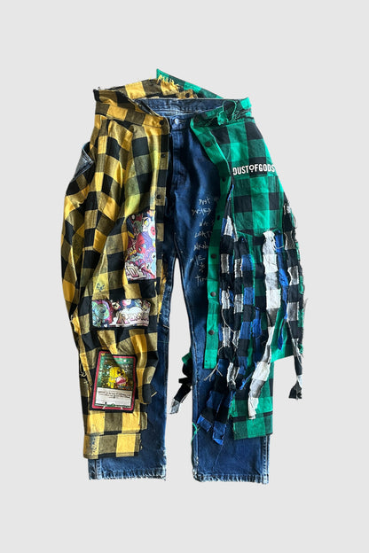 AOKI 1OF1 X DUST OF GODS PLAID HIROQUEST JEANS #1036