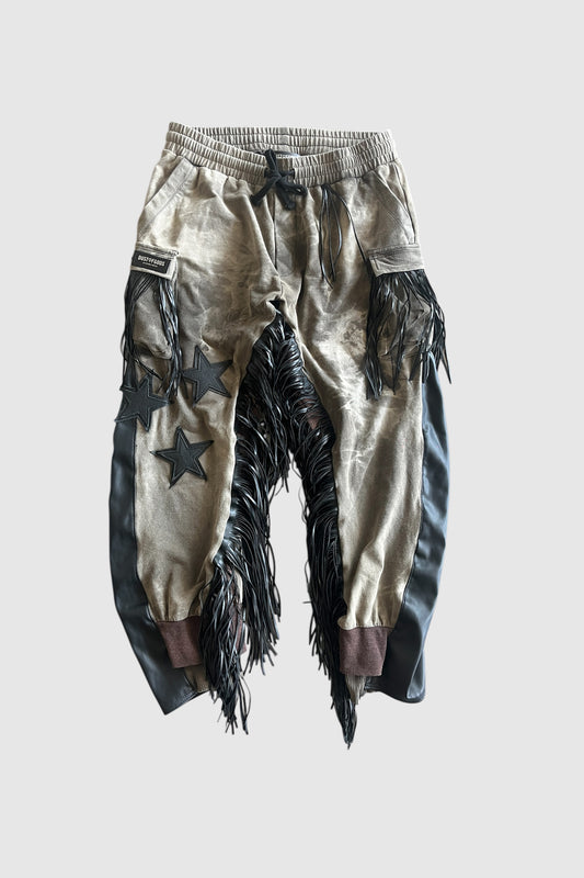 AOKI1OF1 X DUST OF GODS LEATHER STAR SWEAT PANTS #1037