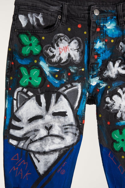 AOKI 1 OF 1 - DIM MAK X SAMURAI AOKI CAT PAINTED JEANS #671