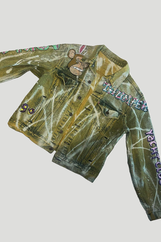 AOKI 1OF1 - ACID WASH BAYC #4190 PAINTED DENIM JACKET #686