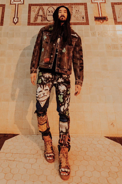 AOKI 1 OF 1 - DIM MAK X SAMURAI AOKI CAT PAINTED JEANS #671