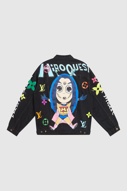 AOKI 1OF1 LOGOS PAINTED HIROQUEST DENIM JACKET #757