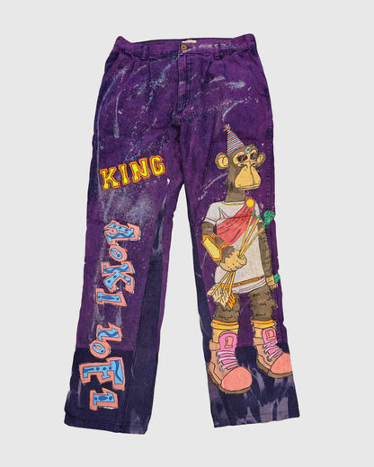 AOKI 1OF1 PURPLE TIE-DYE BORED APE KING JEANS #768