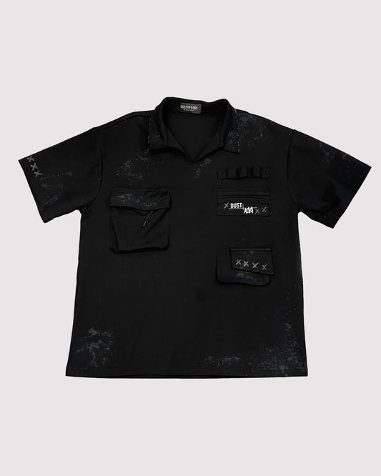 AOKI 1OF1 X DUST OF GODS BLACK MELTING STEVE COLLARED SHIRT #814