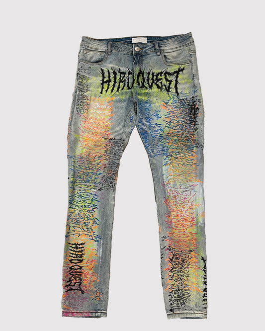 AOKI 1OF1 HIROQUEST METAL LOGO RAINBOW JEANS #819