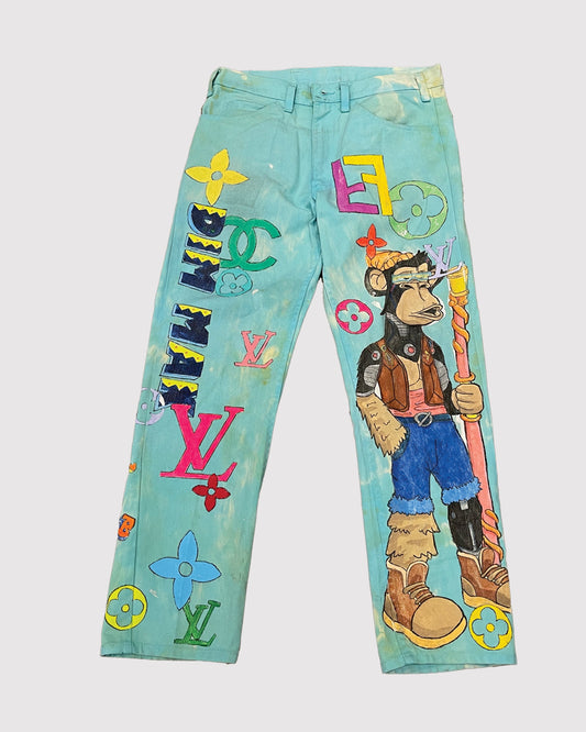 AOKI 1OF1 BAYC TEAL DESIGNER JEANS #820