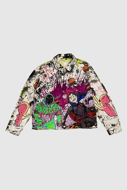 AOKI 1OF1 HIROQUEST GLOW IN THE DARK EXPLOSION JEAN JACKET #826