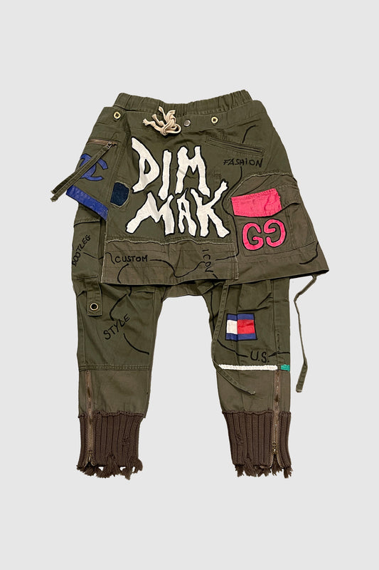 AOKI1OF1 OLIVE DIMMAK MAP OLIVE CARGO PANTS #871