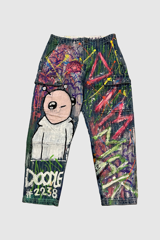 AOKI1OF1 DOODLE 2238 PINK AND GREEN SPLATTER PANTS #872