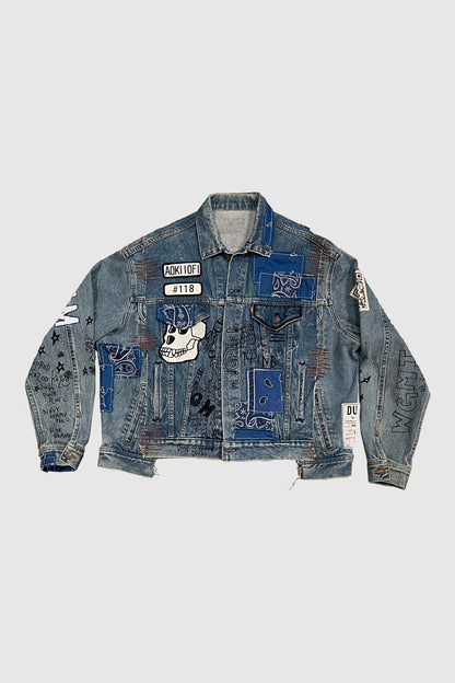 AOKI 1OF1 X DUST OF GODS  BAYC #118 BANDANA PATCH JEAN JACKET #909