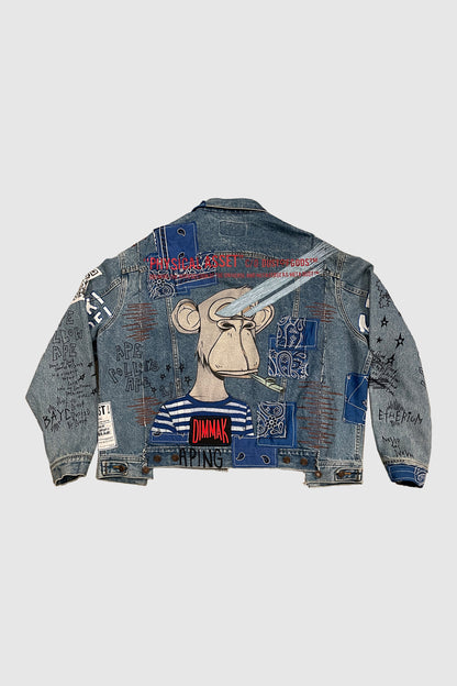 AOKI 1OF1 X DUST OF GODS  BAYC #118 BANDANA PATCH JEAN JACKET #909