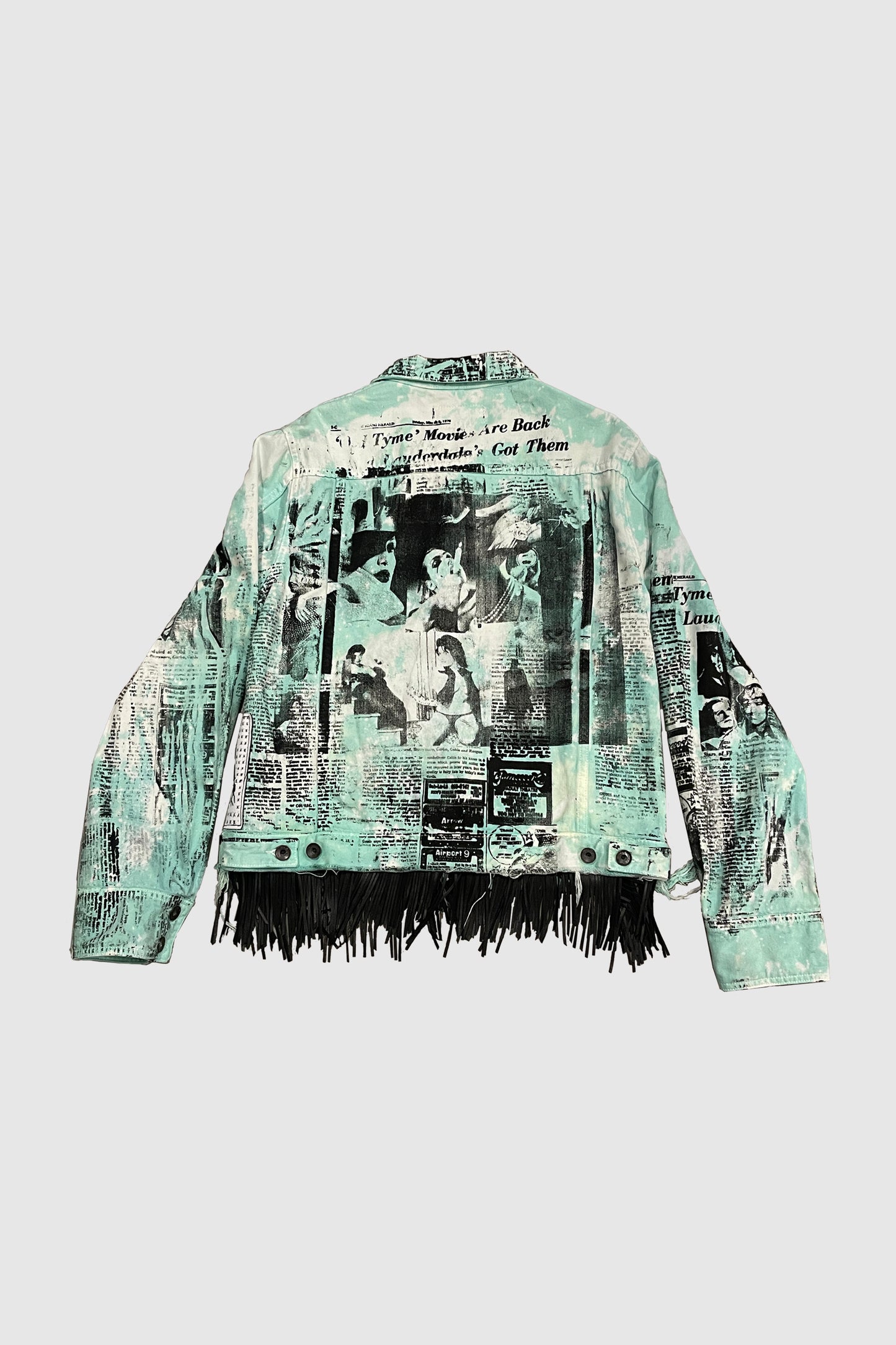 AOKI 1OF1 X DUST OF GODS TEAL TIE DYE FRINGE JEAN JACKET #911