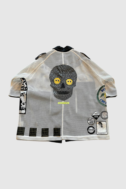 AOKI1OF1 FIGHT THE POWER WHITE MESH BUTTON UP #931