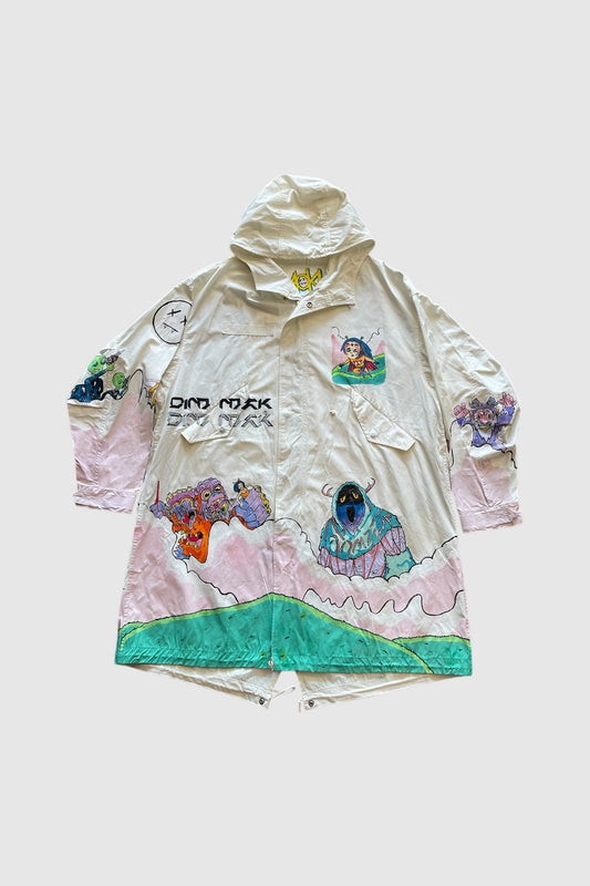 AOKI1OF1 METAZOO  ILLUSTRATION WHITE PARKA JACKET #941