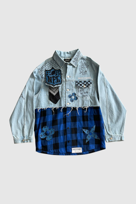 AOKI1OF1 X DUST OF GODS NFL DESIGNER JEAN BUTTON UP #966