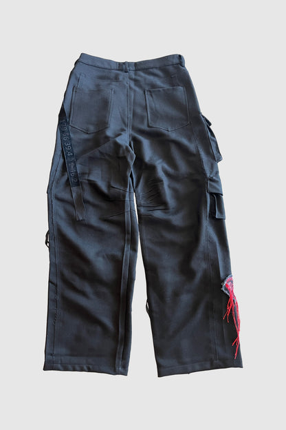 AOKI 1OF1 X DUST OF GODS LISTEN TO YOUR HEART BLACK CARGO PANTS #993