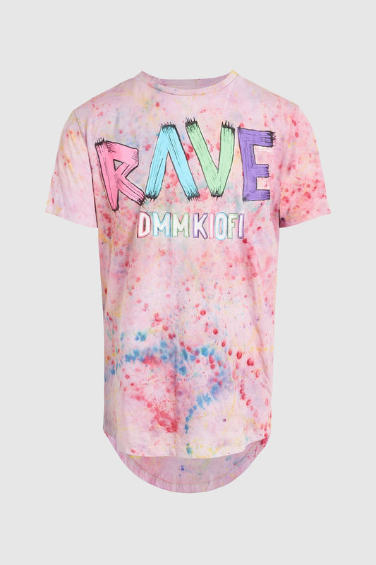 DMMK Rave High Low Pink Rainbow Swirl Tee #47