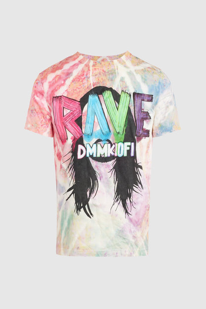 Aoki Rave Pink Rainbow Bleach Swirl Tee #46