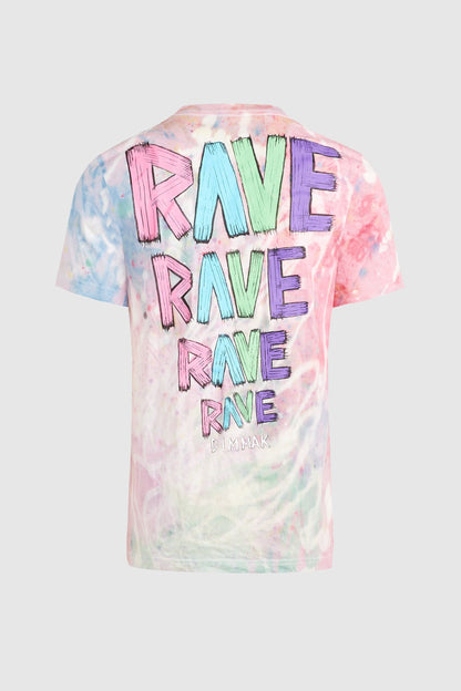 Aoki Rave Pink Rainbow Bleach Swirl Tee #46