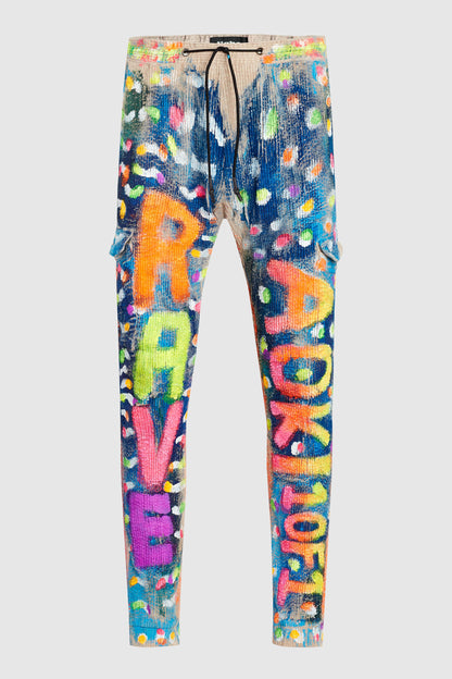 AOKI RAVE NEON PAINTED CORDUROY JOGGER PANTS #72