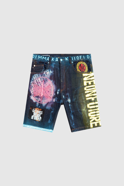 Neon Future - Aoki 1 of 1 Painted Denim Shorts #636