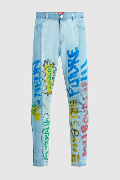 "Australia Tour" - Hand Painted Jeans by Steve Aoki #2