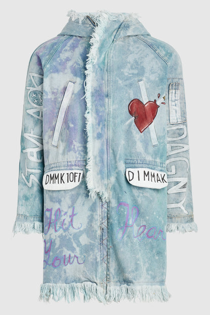 Hit Your Heart Frayed Denim Jacket #31