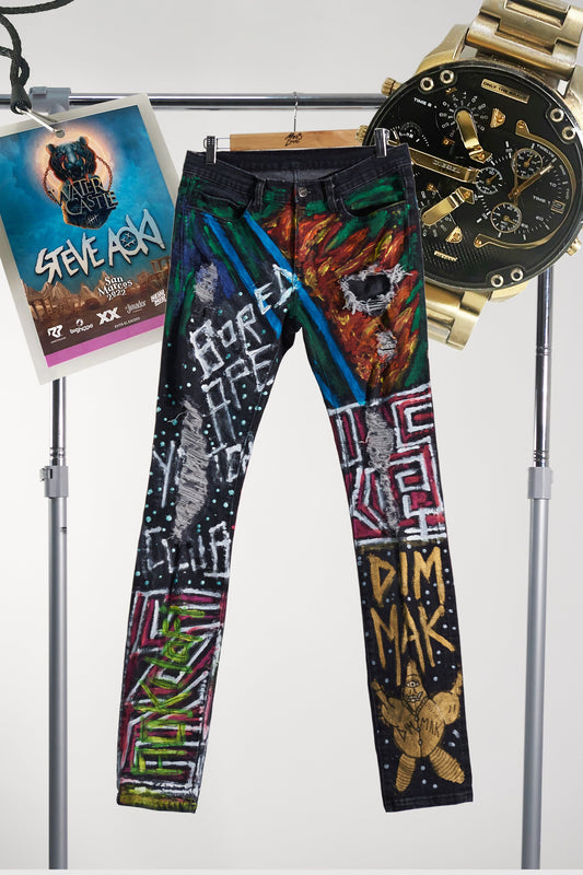 AOKI 1 OF 1 - BORED APE PAINTED JEANS #668