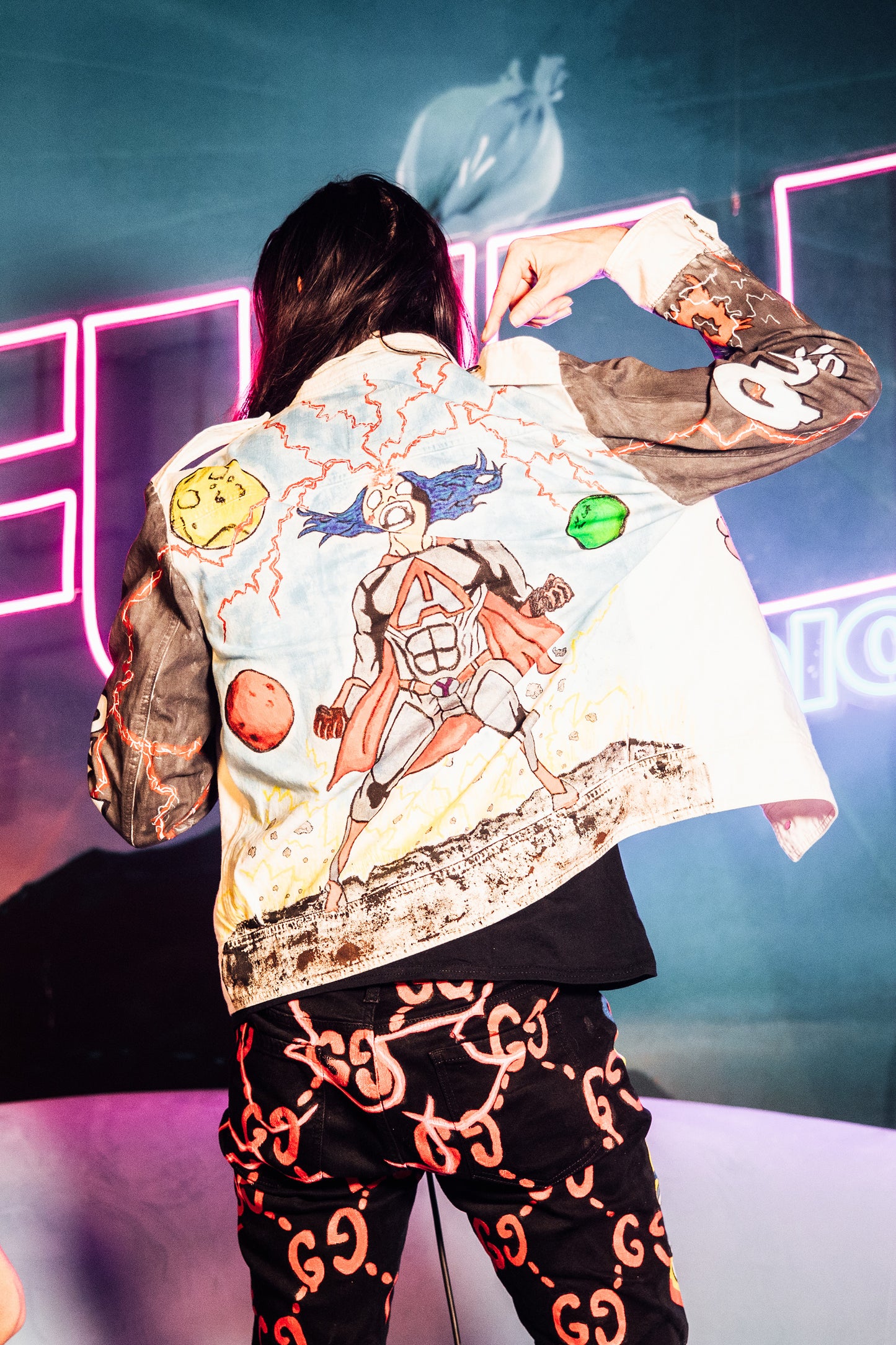 AOKI1OF1 HIROQUEST LOVE BRAINS WHITE JEAN JACKET #1016